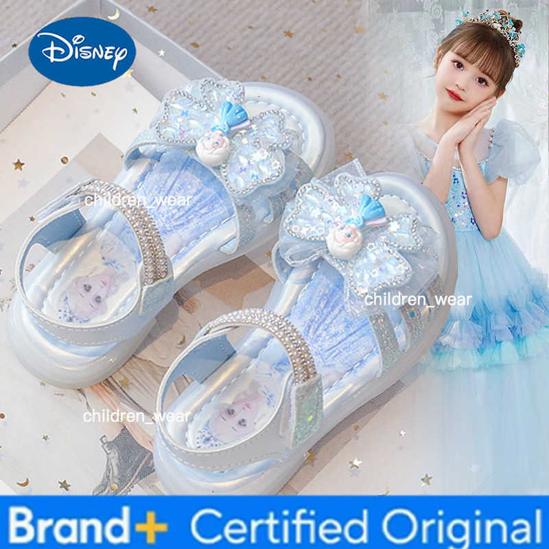 Disney Elsa Girls Glitter Sandals Princess Crystal Beach Shoes for Kids Soft Sole Summer Footwear New Arrival H260303