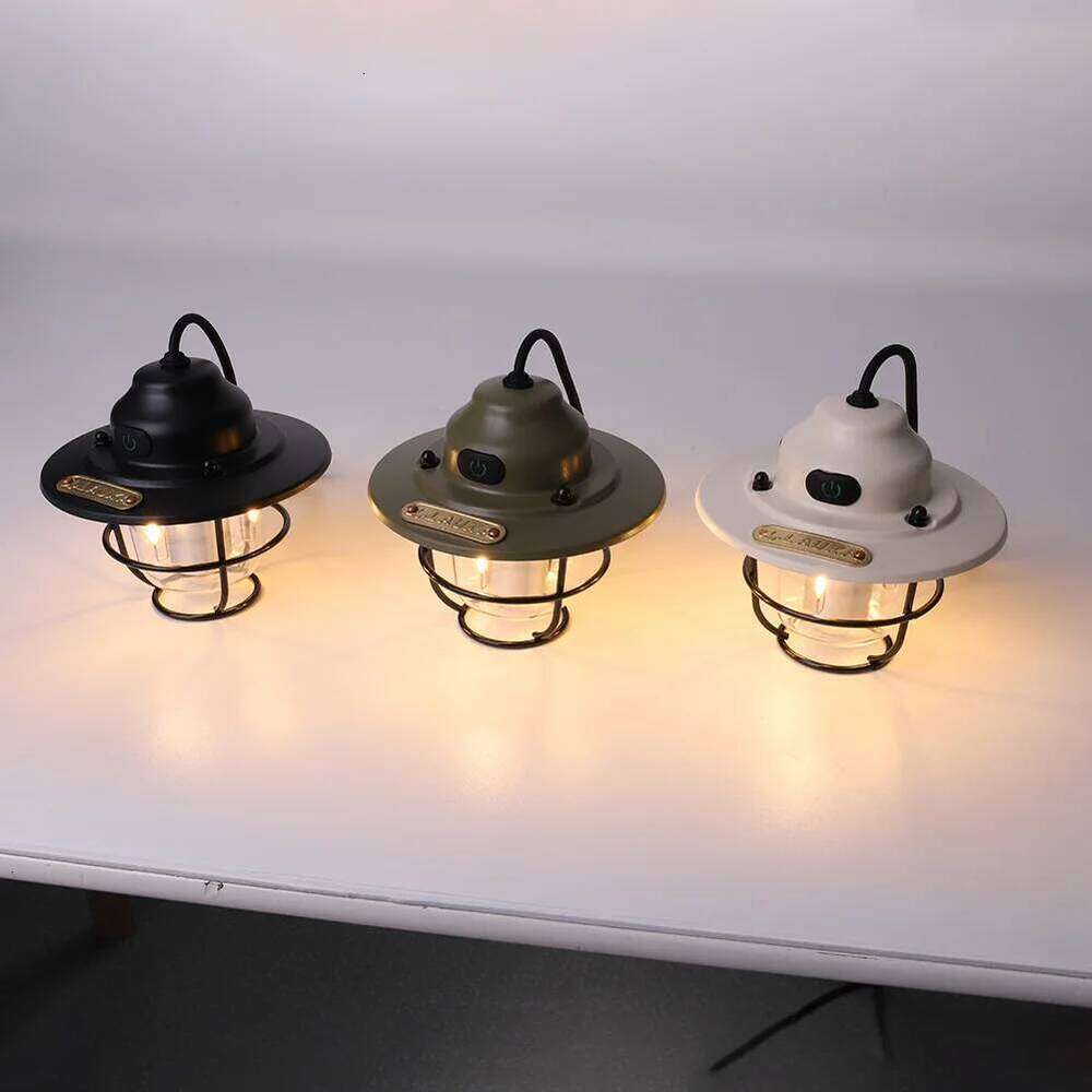 LED Retro Camping 1200mAh Rechargeable Emergency Light Portable Tent Hanging Stepless Dimming Desk Lamp for Outdoor S260302