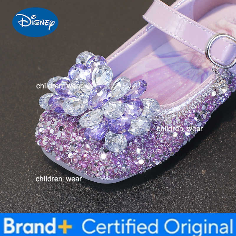 Disney Cartoon Pattern Elsa Princess Crystal Shoes for Girls Fashion New Style Baby Girl Low Heels Sandals Summer Fall Children H260303