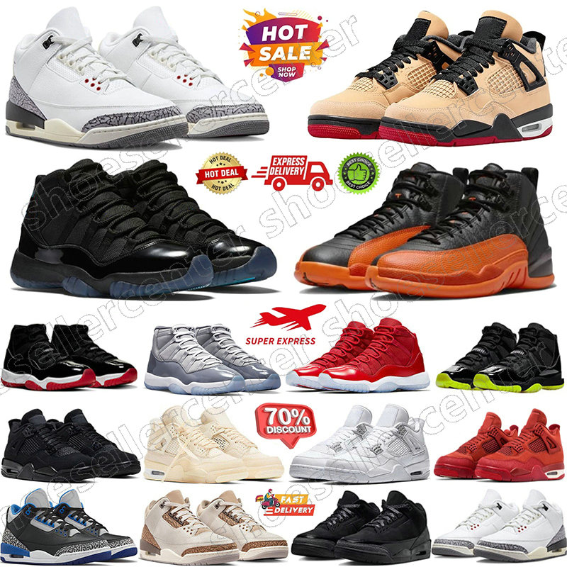 Men 3s 4s 11s 12s basketball shoes 3 Black Cat 12 Gamma H-Town 11 Cool Wolf Grey Fire Red Sierra Red White Cement Flight Club Taxi women sneakers trainers sports 36-47