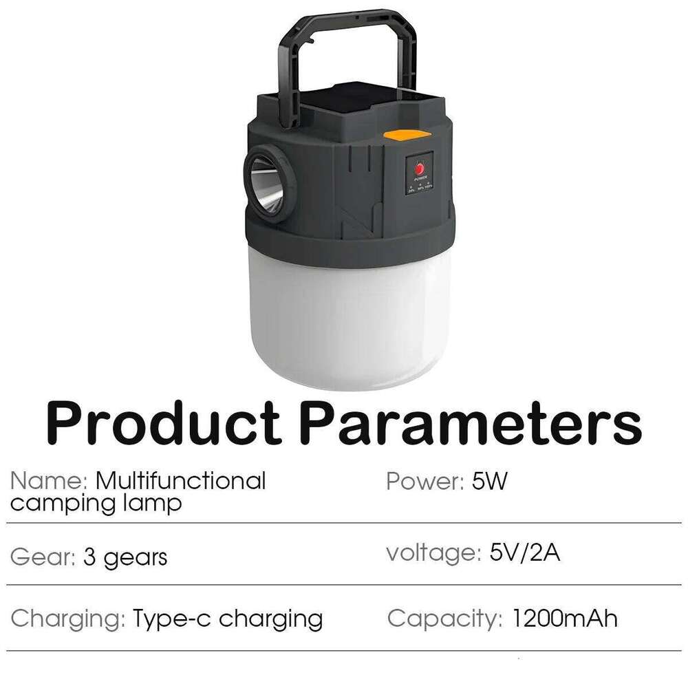 One Piece Ball Pendant with Hook Mobile Solar Camping Light - Multifunctional USB Rechargeable LED Bulb S260302