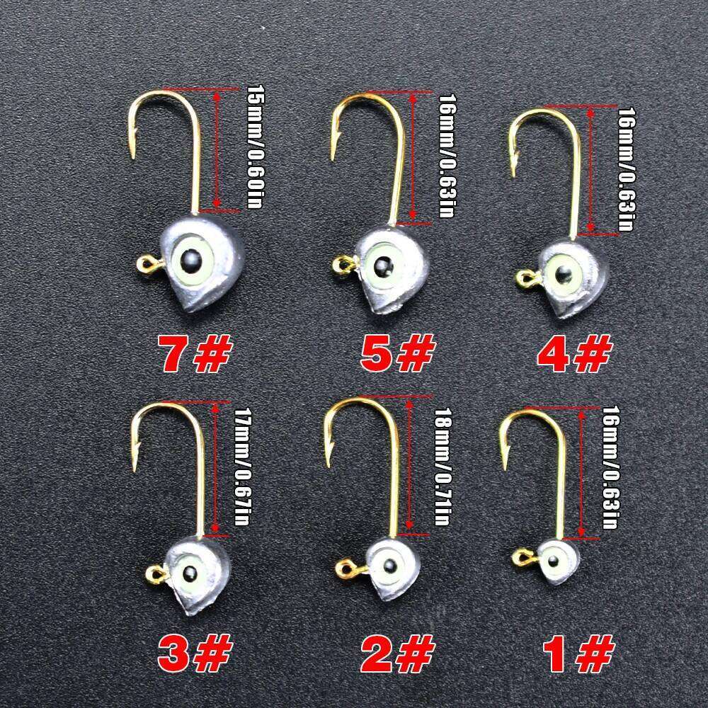 Topranc 10Pcs/Box Night Fish-Attracting 3D Fish Eye Jig Heads, Weighted Hooks, Lure Bionic Micro Baits Hooks Z260228