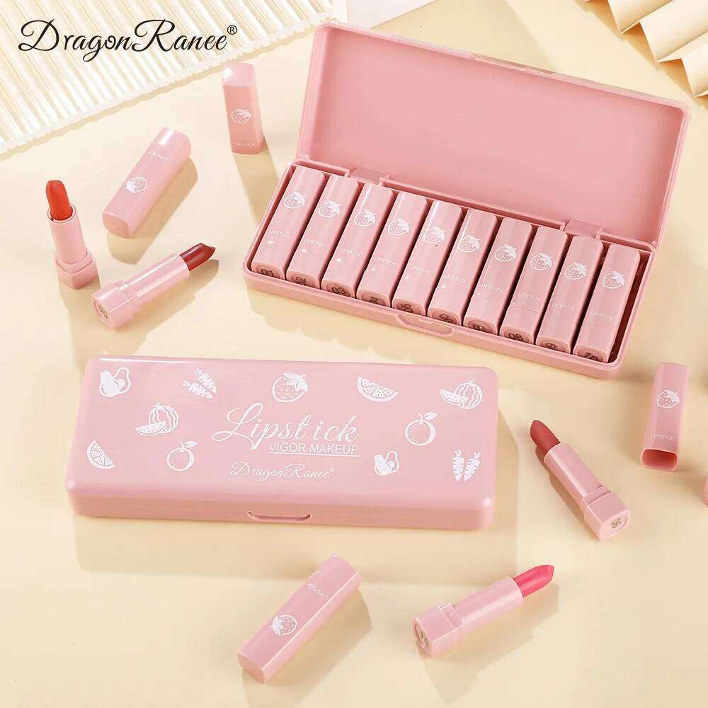 Ten-Piece Set, Matte, Long-Lasting, Fade-Resistant Lip Balm, Matte Finish, Brightening, Commuter-Friendly, Nude Color, Gentle and Elegant Lipstick H26