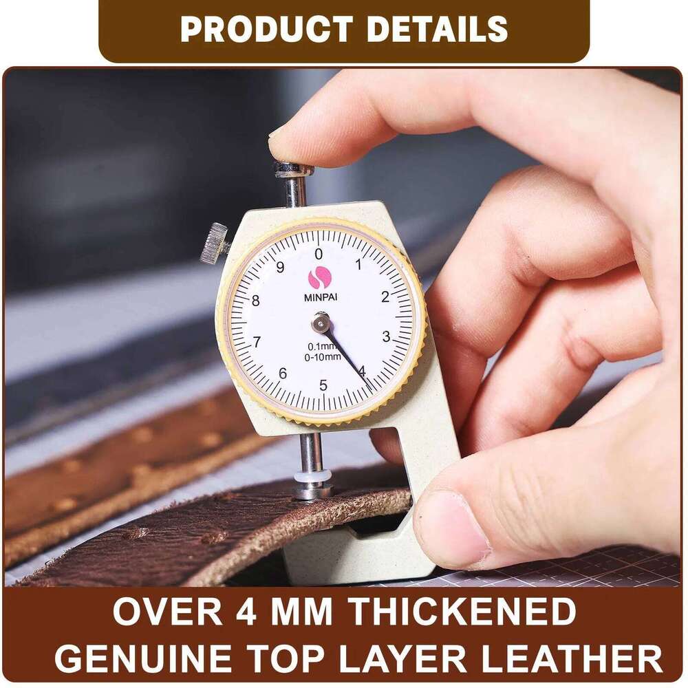 Vintage Genuine Leather Men's Copper Buckle, Handmade Casual Double Pin Buckle Belt With Gift Box, Thickened Top-layer S260228