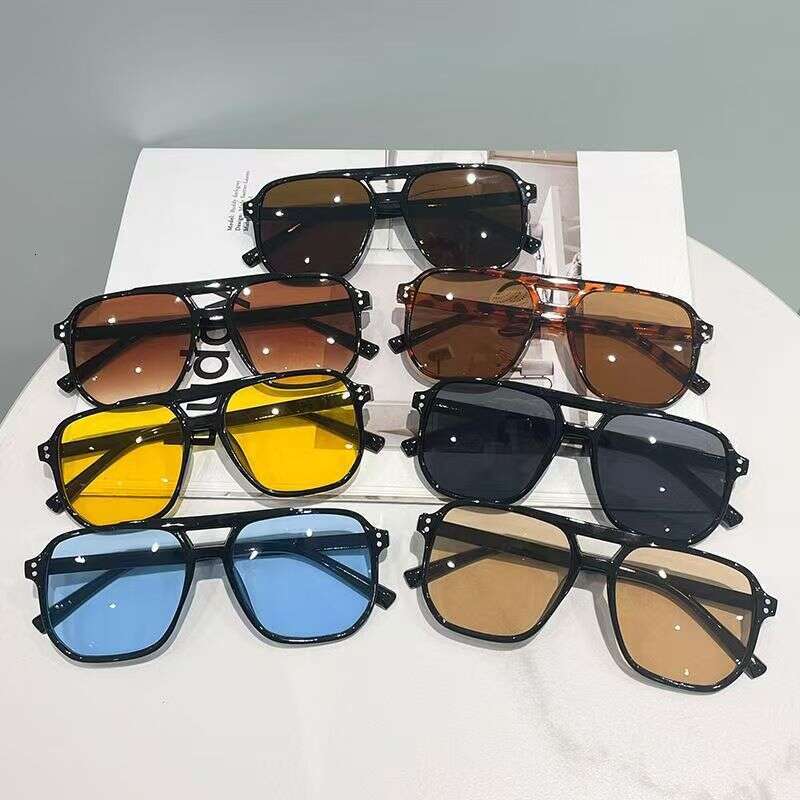 Sunglasses Cross-Border Double Bridge Pilot European and American Style Men's Driving High-End Trendy Women's Fashion accessories Gifts