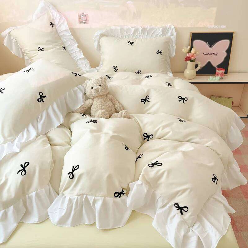 2025 New Yunsoft Cotton Korean INS Age Reduction Lace Cartoon Four-Piece Quilt Cover Girls Bedding Set W260302