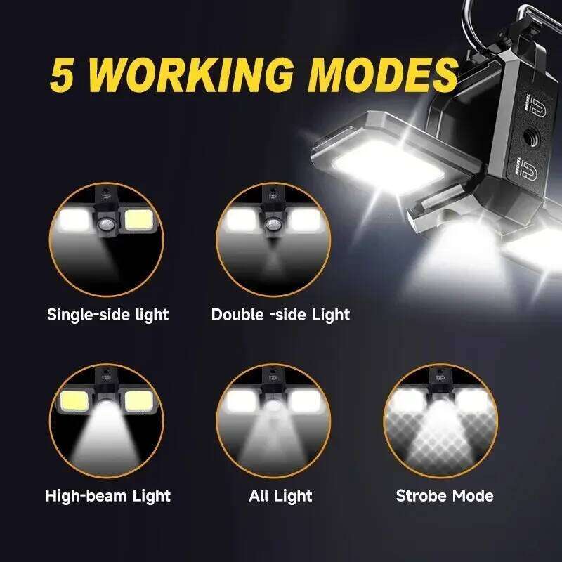 COB Keychain Work with Dual Source 5Mode Rechargeable High Lumens Portable LED Light for Camping Hiking Running S260302