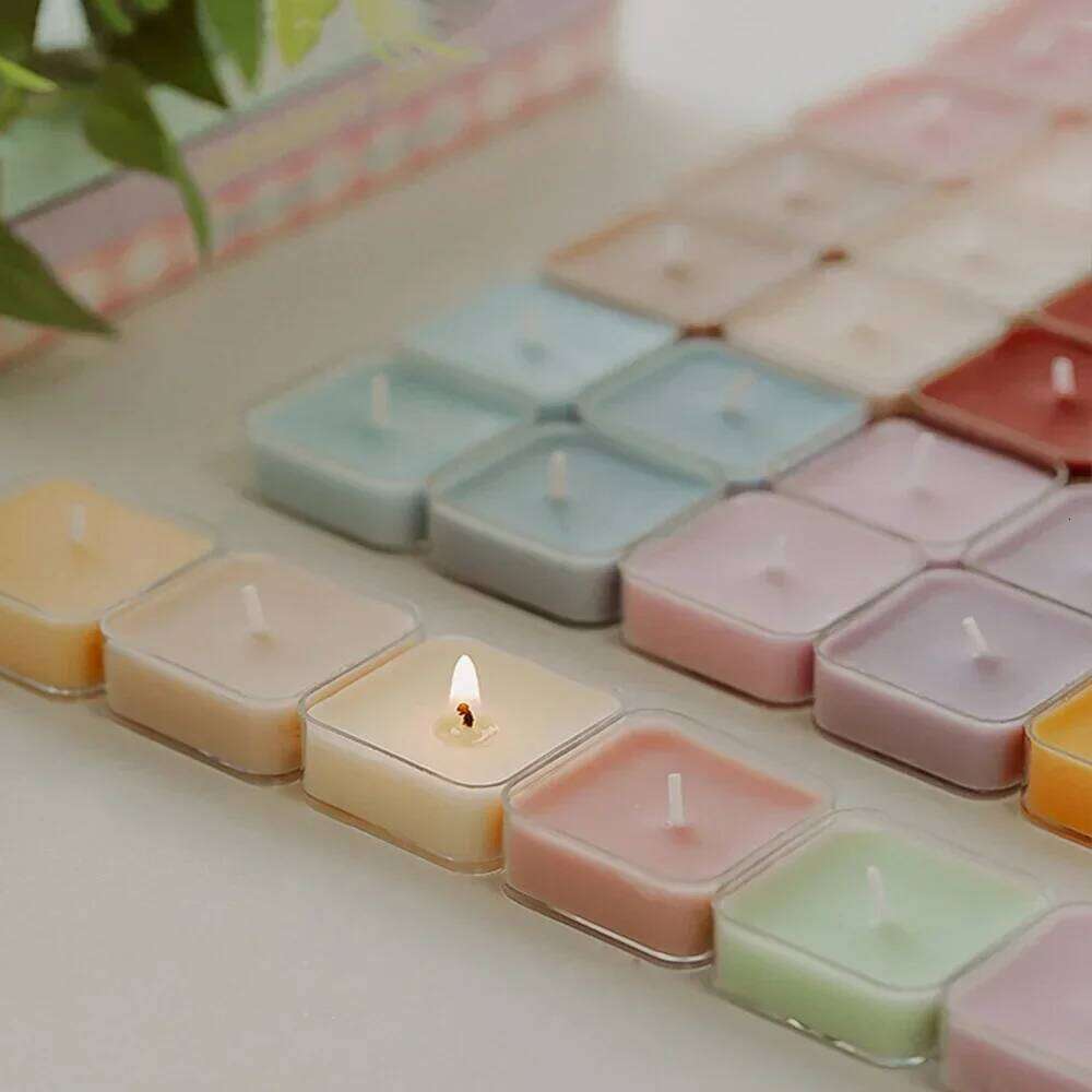 Square Scented Tea Light Candle, Soy Wax Candles Aromatherapy, Birthday Candle Wedding, Home Decoration for Party W260303