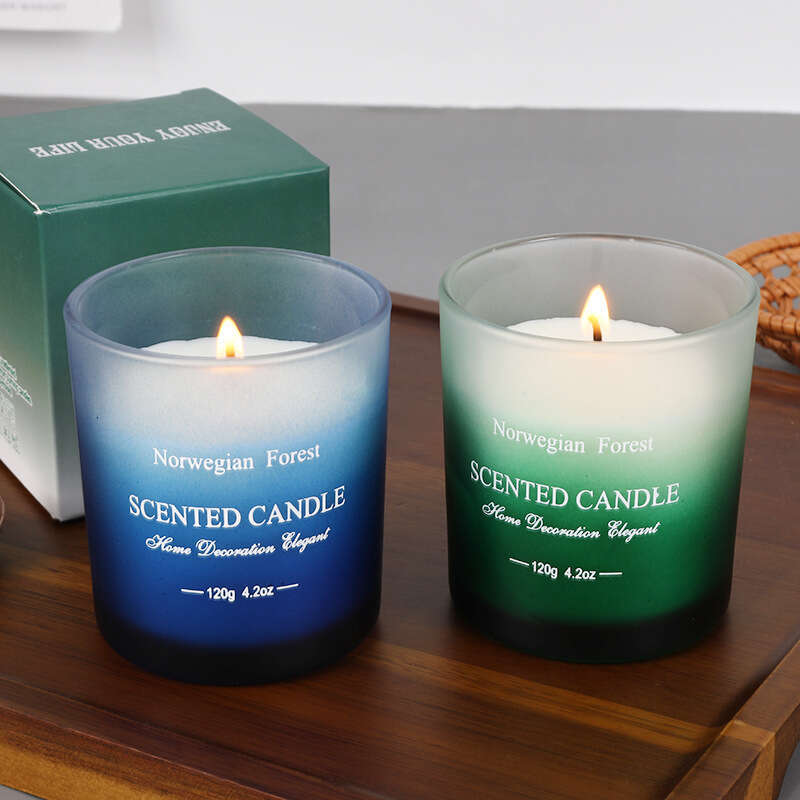 Colorful Glass Cup Aromatherapy Candle Wholesale Home Use Smokeless Handmade Fragrance Soy Wax Creative Gift Amazon W260303