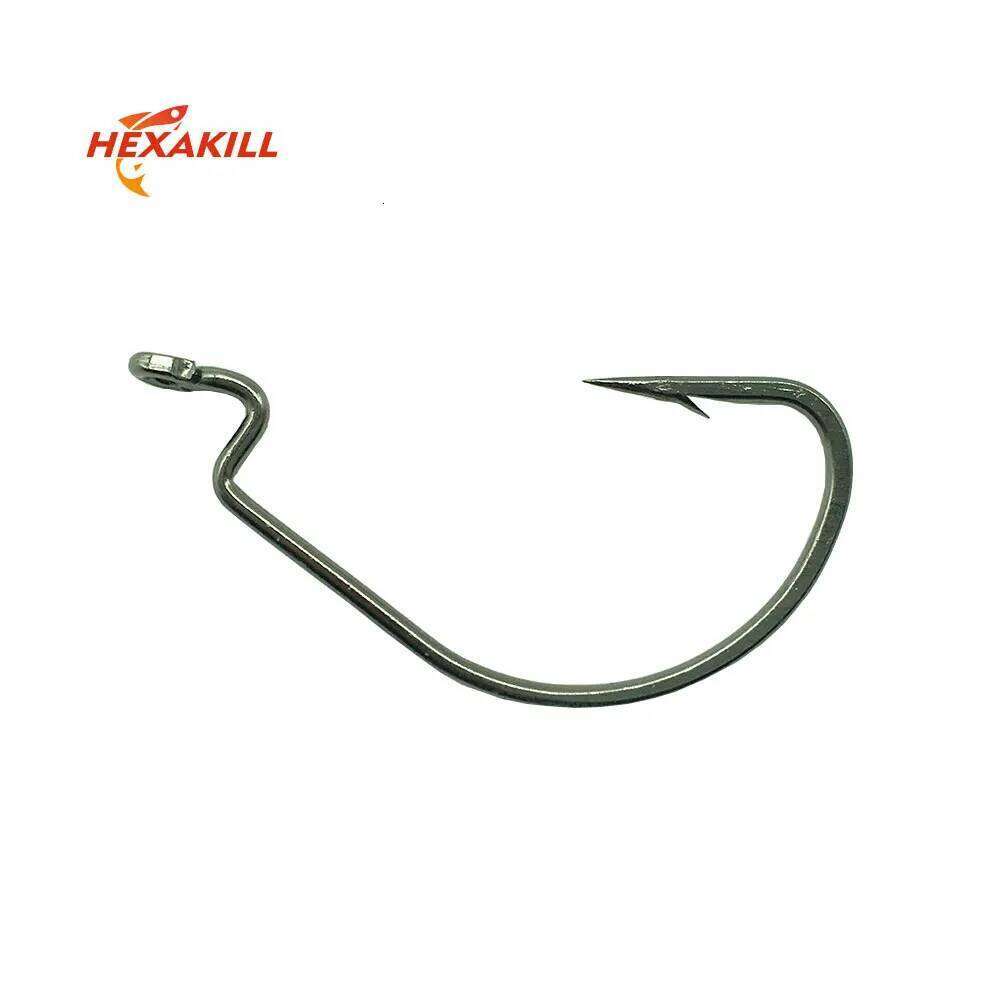 Hexakill 20pcs/lot 1#2#4#6# 10pcs/lot 1/0#2/0#3/0#4/0#5/0# wide crank fishing barded bass carp hook for soft worm lures Z260228