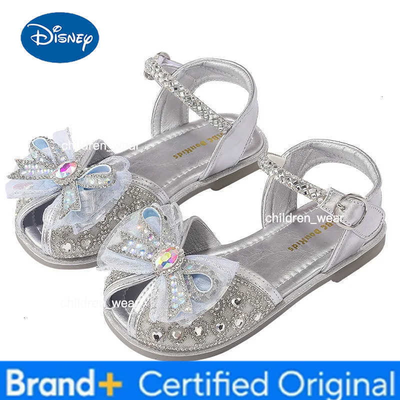 Disney Thread Rhinestone Soft Flat Shoes Girls Sandals Butterfly Luminous Shoes Childrens LED Princess Shoes Fashion Cute Non Slip H260303
