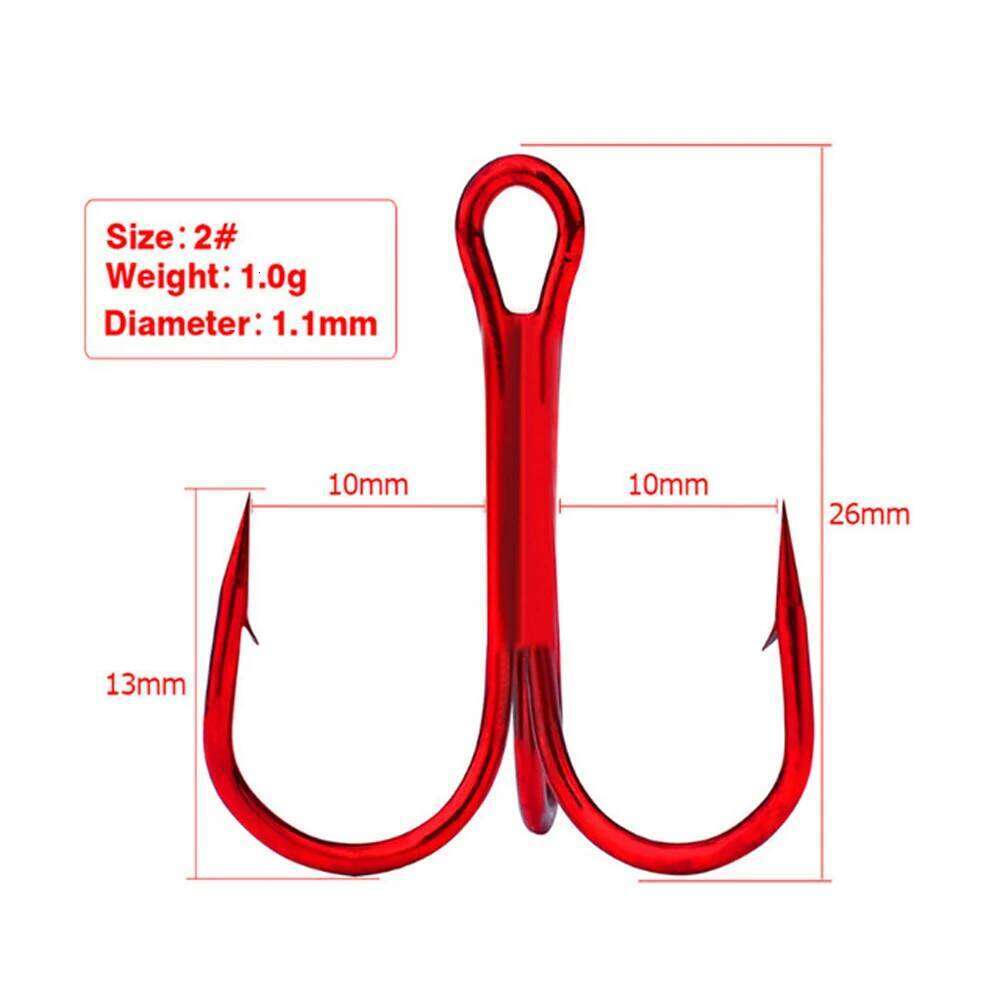 10PCS Black/Red Sharpened Treble Hooks Fish Fishing Tackle Tools Accessories Z260228