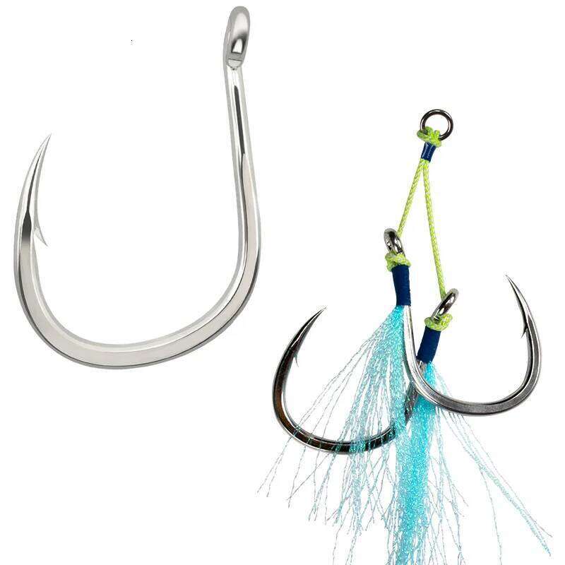 TEASER 10pcs/bag 8062 5X 1# 1/0-9/0 High Carbon Steel Heavy Jigging Strong Hook Saltwater Big Game Power Fishing Single Hooks Z260228