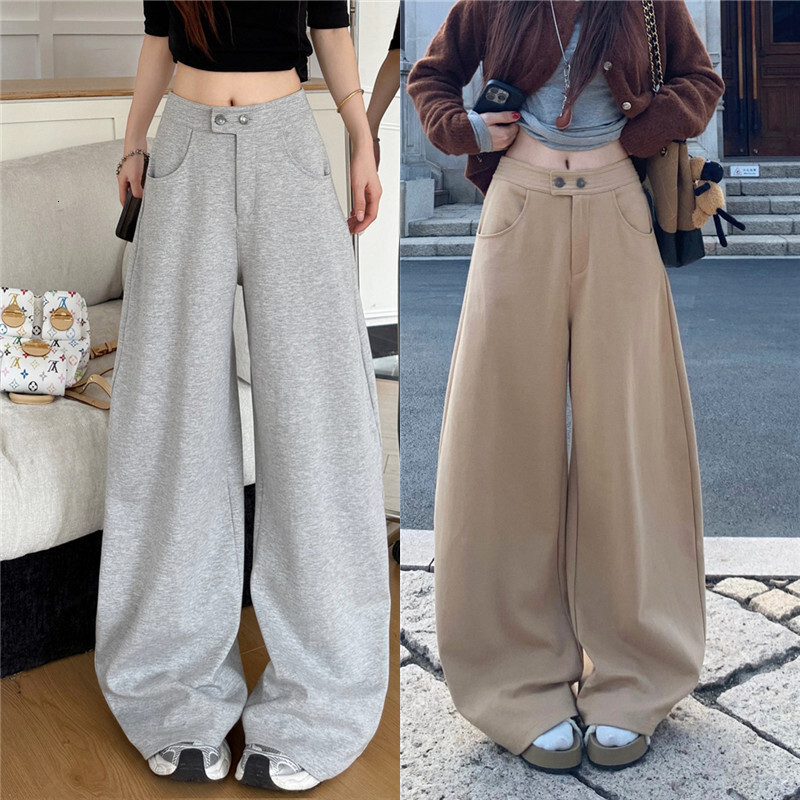 Americn Retro Style Csul Swetpnts For Women New Utumn Collection Loose Nd Slimming Wide-leg Designer Pnts Pnts Fshionble Nd Verstile Trousers