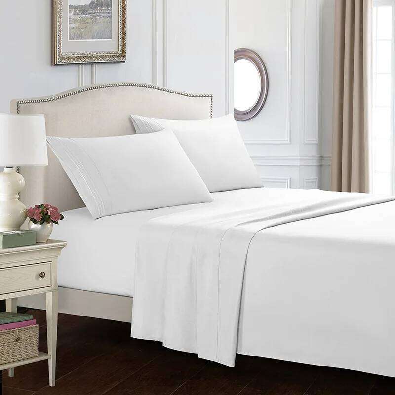 3/4pcs Solid Beding Set Fitted Bed Sheet & Pillowcases Soft Queen King Full Twin Size Multiple Colors W260302