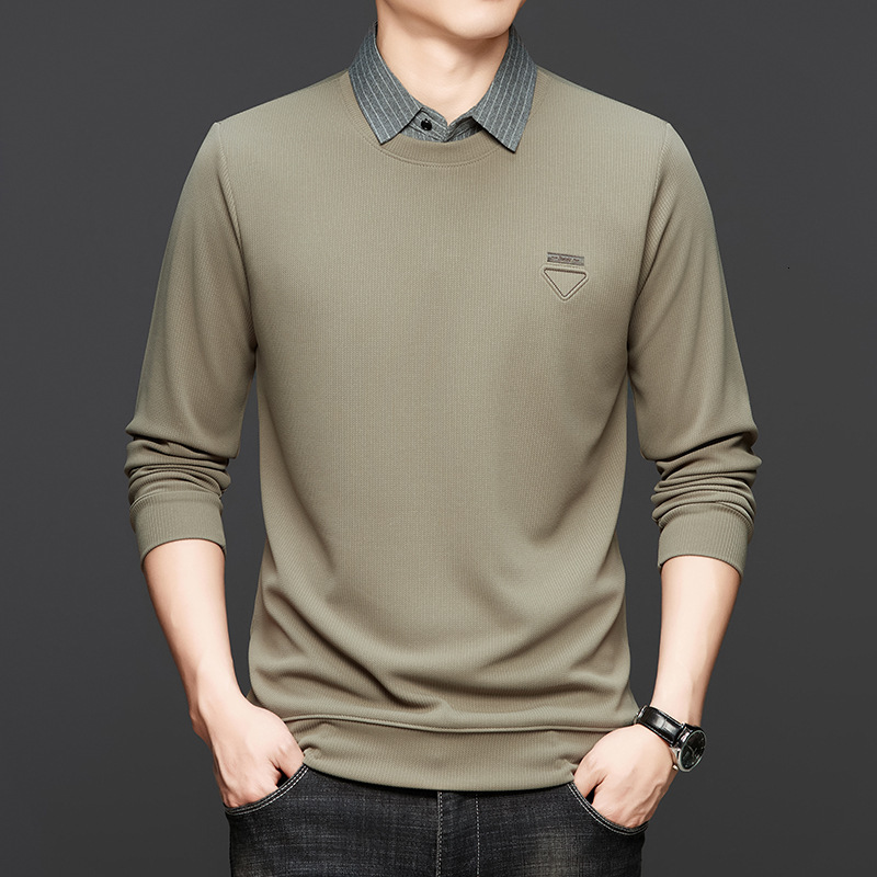 2026 Luxury Brand Designer Clothing Men's Shirt Collar Fake Two-Piece Polo Shirt Casual Men's Long Sleeve T-Shirt In Stock For Dropshipping