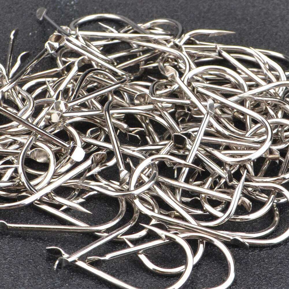 FTK 100pcs/pack Long Shank 1#-10# Fish High Carbon Steel Sharp Barbed Bait Hook Trout Bass Fishing Hooks Z260228