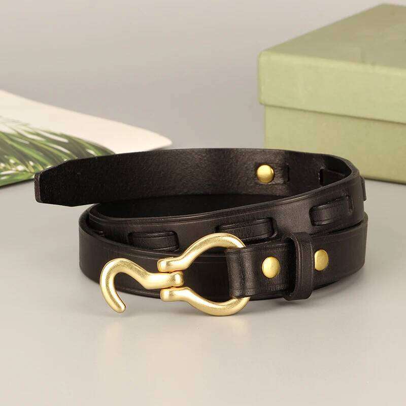 2cm Top Quality Thin Cowskin Real Genuine Leather Belts for Women Luxury Female Decorative Simple Waist Belt For Jeans S260228