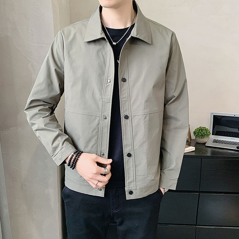 Men's Stnd Collr Jcket Fshionble Hong Kong Style With Metl Designer Jacket Decortion Men's Cot Trendy Spring New Csul Top