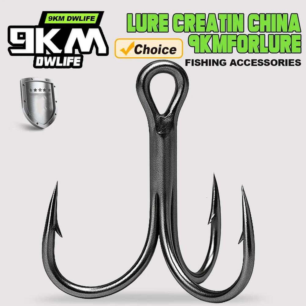 9KM Triple Hook 10Pcs Treble 3X Sea Fishing Hooks Hard Lures for Freshwater Saltwater Z260228