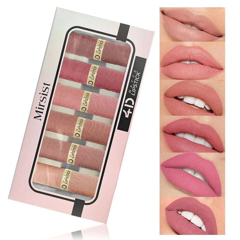 6Pcs Velvet Matte Lipstick Set Sexy Women's Tint Long-Lasting Waterproof Non-Stick Moisturizing Lip Cosmetics Makeup H260302