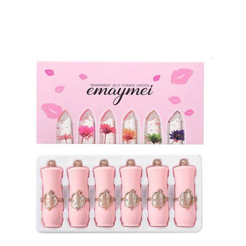 6 Clear Jelly Dry Warm Change Moisturizing Crystal Transcolor Lipstick set long-lasting waterproof H260302