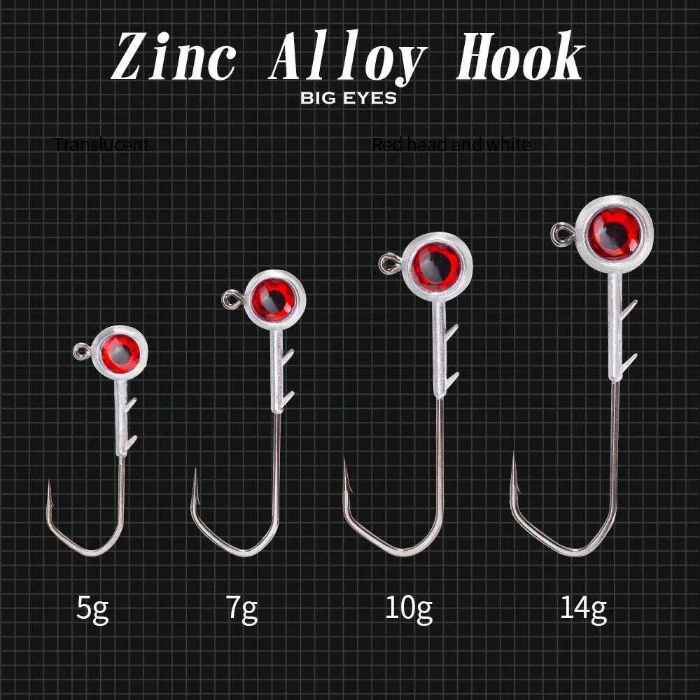 Hunthouse New Ajing Hooks With Red Eyes 5g 7g 10g 14g Zinc Alloy Jig Head Rockfish Lure Bait 2021 Fishing Accessories Z260228