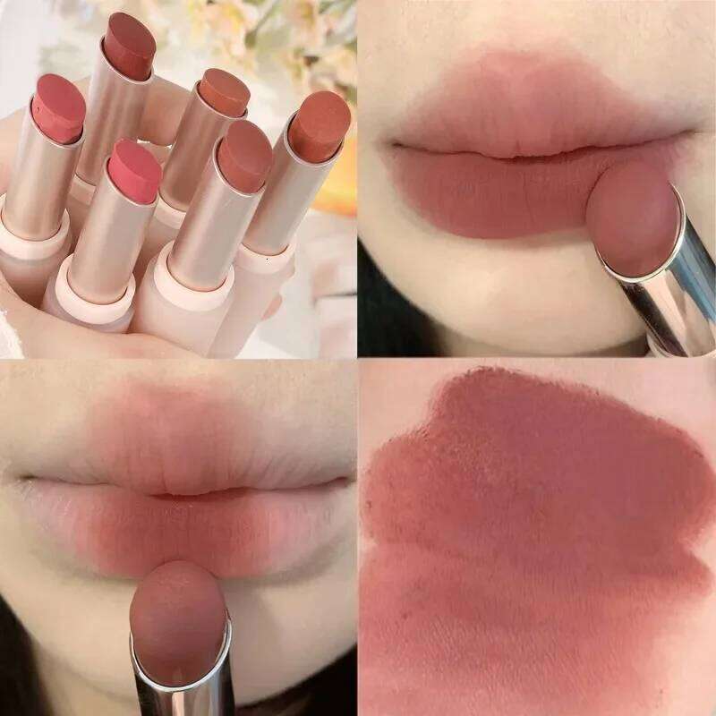 Matte Misty Lipstick 6 Colors Waterproof Non Sticky Cup Stick Lasting Moisturizing Velvet Nude Lip Tint Makeup Cosmetics H260302