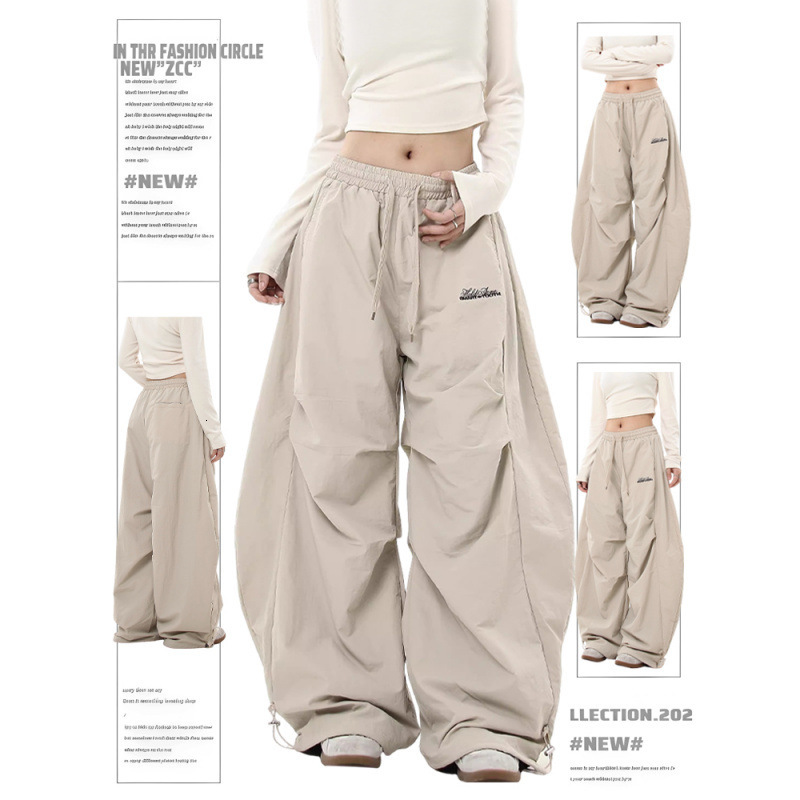Americn Retro Pleted Prtrooper Crgo Designer Pnts Pnts For Women Fleece-lined Nd Thickened New Utumn Nd Winter Style Loose Wide-leg Floor-length Pnts