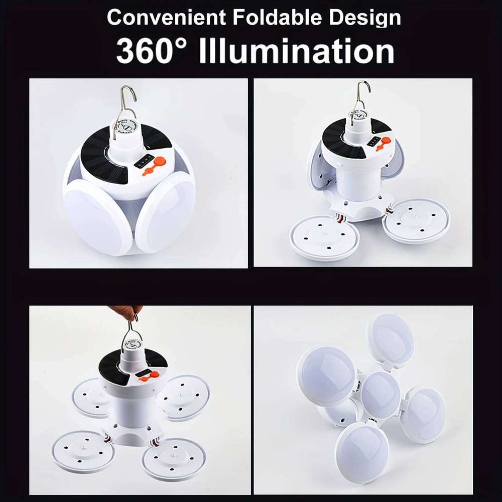 Portable Solar Camping Light with Hook Remote Control Folding Football Bulb Rechargeable Desk Lamp for Tent Emergency Chandelier S260302