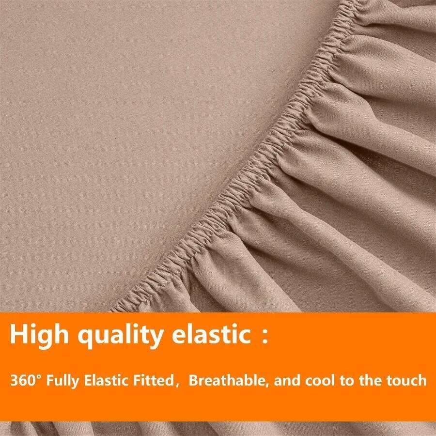 Beige Full Size Comforter Set - 7 Pieces Bed in a Bag Bedding Sets with All Season Soft Quilted Warm Fluffy Reversible Comforte W260302