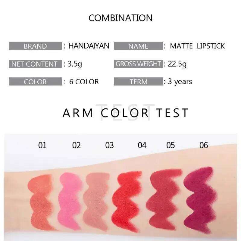 Moisturizing Matte Lipstick 6 Shades Long Lasting Non Transfer Nude Lip Gloss HANDAIYAN Cosmetics For Ladies H260302
