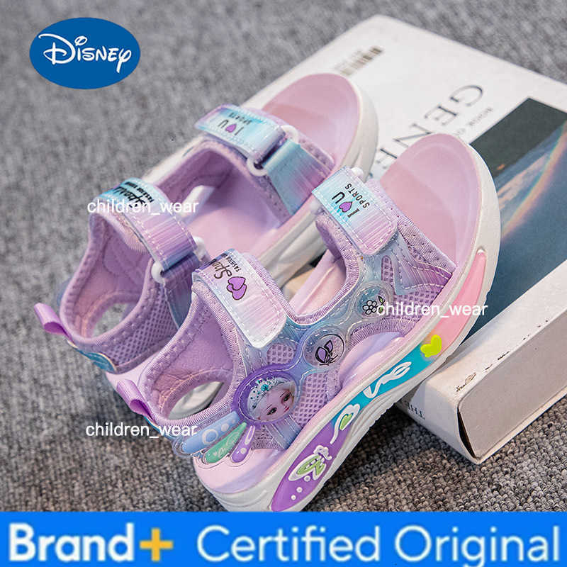 Disney Childrens Sandals Beach Summer Princess Fashion Childrens Shoes Sports Sandals Pink Purple 3-10 Year Old Girls Sandals H260303