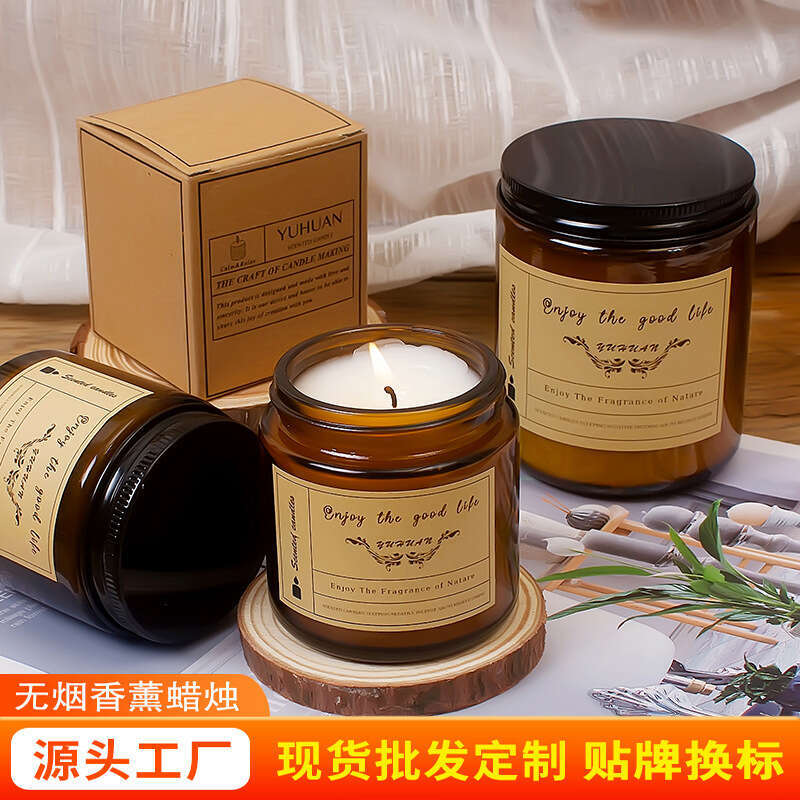 Aromatherapy Candle Home Bedroom Incense Sleep Aid Glass Bottle Fragrance Ornament Soy Wax Gift Box W260303