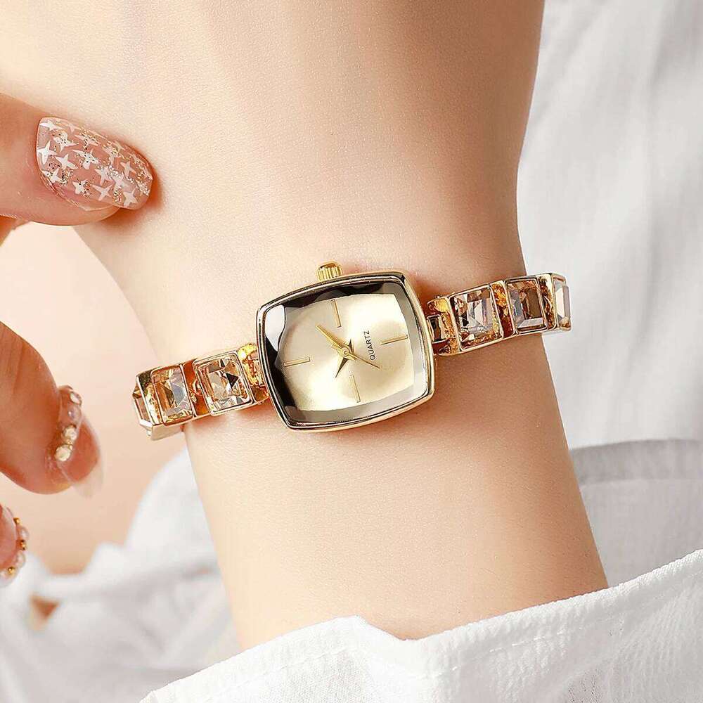 Luxury Rhinestone Women Quartz Watch Elegant Square Dial Bracelet Wristwatch For Ladies Clock Reloj Mujer XJ260303