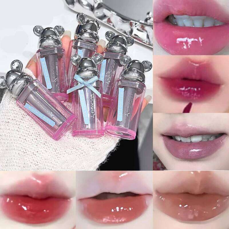 Bear Korean show , mirror Shuiguang glass lip, autumn and winter lipstick, makeup does not fade H260302