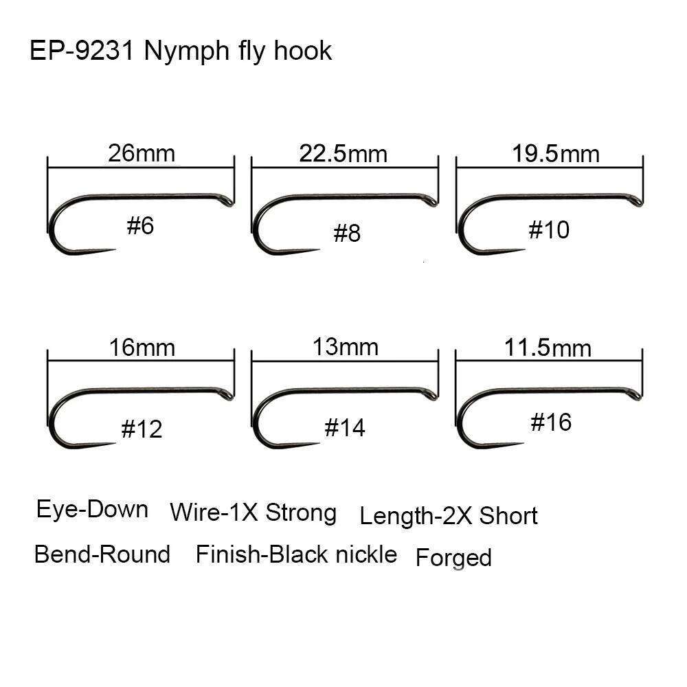 Eupheng 100pcs Fishing Tying Materails Dry Nymph Wet Caddis Fly Hook Highcarbon Steel Z260228