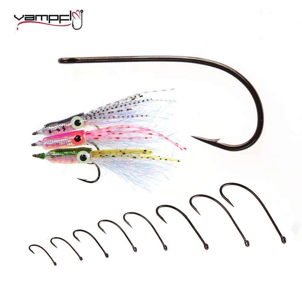 Vampfly 50pcs #2-#16 High Carbon Steel Streamer Tying Hook for Squid Minnow Tube Fly Woolly Buggers Trout Bass Z260228