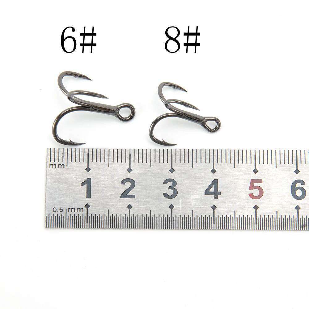 HYBOLAN 10pcs Fishing 4X Strong Black Treble Hook Super Sharp High-Carbon Steel High Strength Saltwater accessories Tackle Z260228