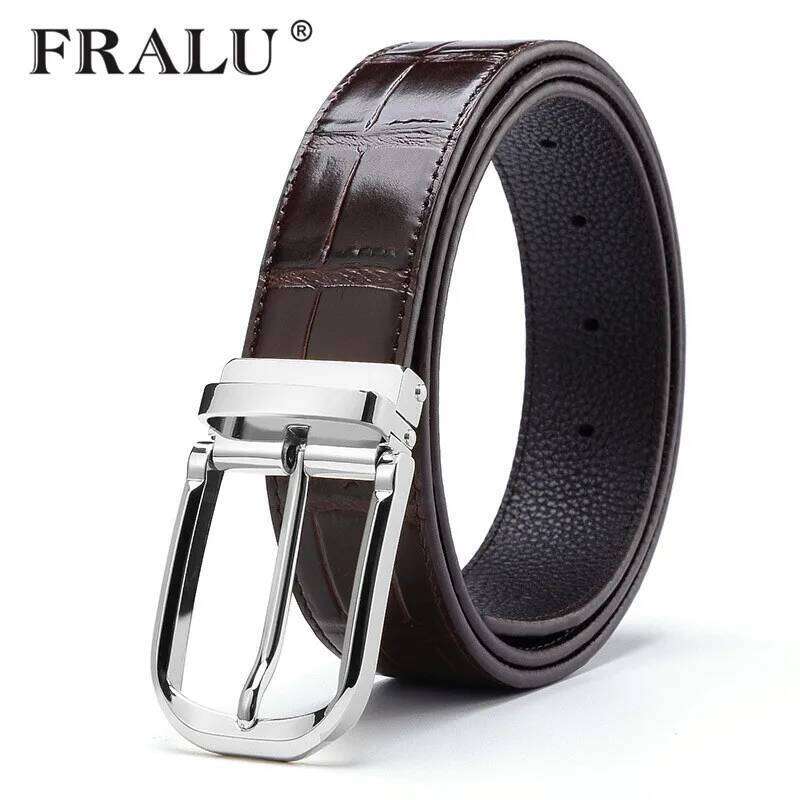 FRALU High quality men's genuine leather belt designer luxury male belts men fashion vintage pin buckle for S260228