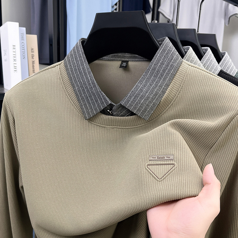 2026 Luxury Brand Designer Clothing Men's Shirt Collar Fake Two-Piece Polo Shirt Casual Men's Long Sleeve T-Shirt In Stock For Dropshipping