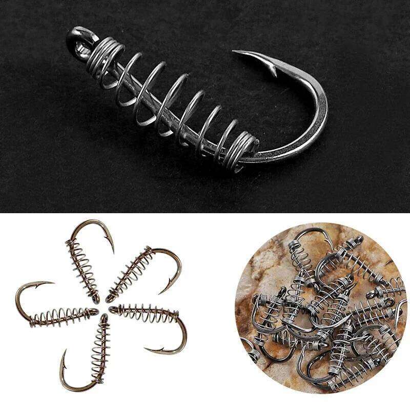 10Pcs/lot Spring Hook and Sharp Barbs Swivel Carp Fly Hooks with Hole for Fishing Tackle Accessories Jig Z260228