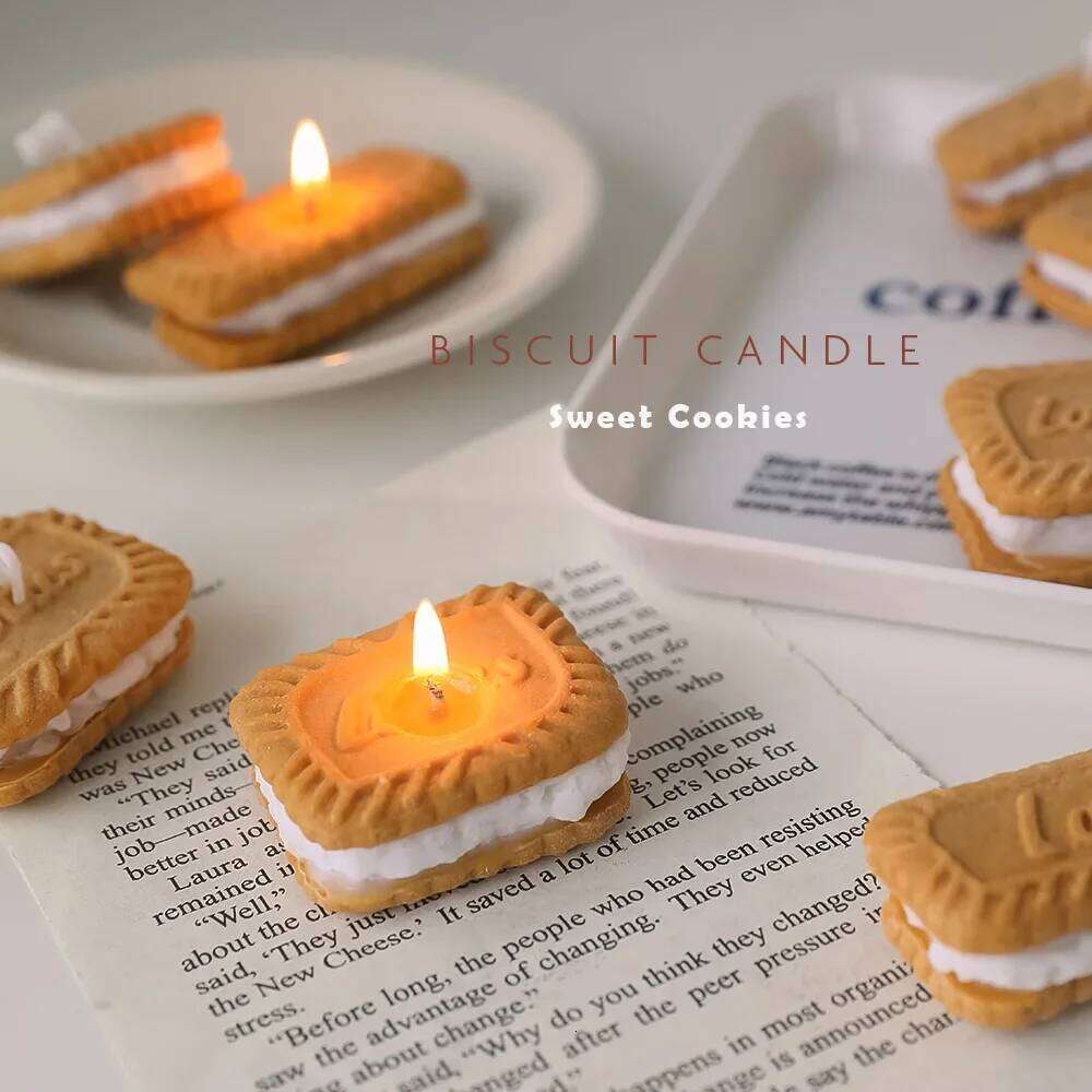 Cute Handmade Cookie Scented Aromatherapy Soy Wax Candle Wedding Birthday Party Home Decoration Candles W260303