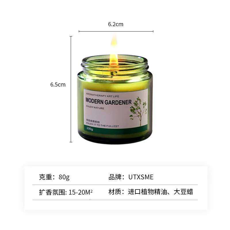 Jasmine And Gardenia Scented Candles, Green Glass Cups, Jars, Wax High-end Souvenirs, Tea-scented Ornaments W260303