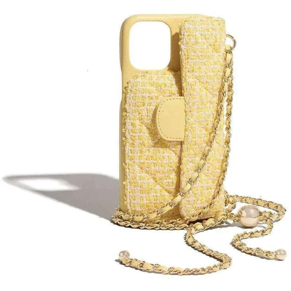 Phone Case Luxury Pink Quilted Leather Crossbody Chain Strap Wallet Card Holder For Iphone 13 14 15 Series