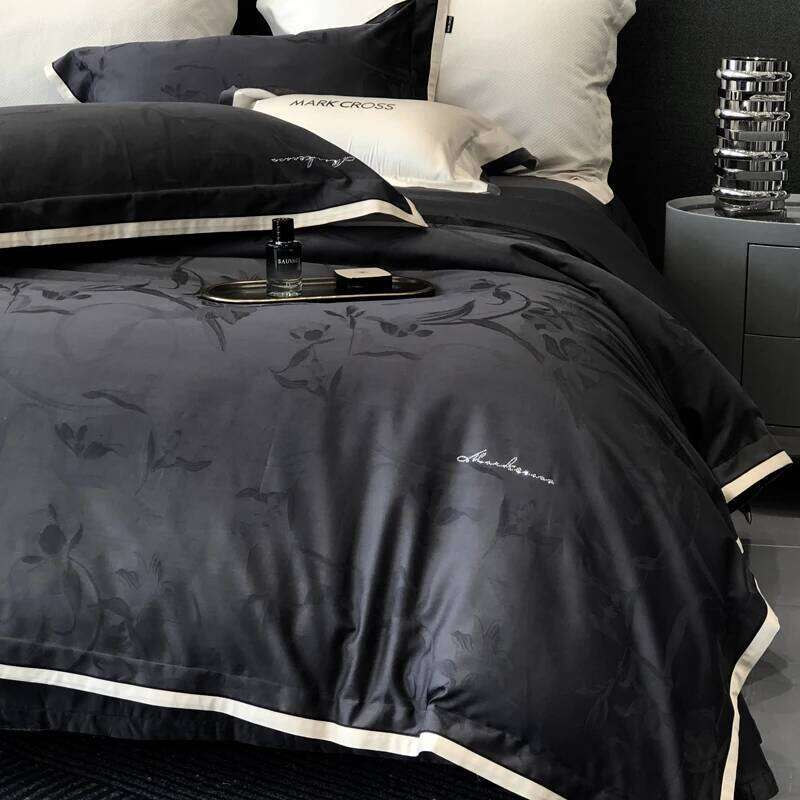 Light luxury senior sense 100S long-staple four-piece set, pure cotton satin jacquard quilt cover, bed sheet bedding 4 W260302