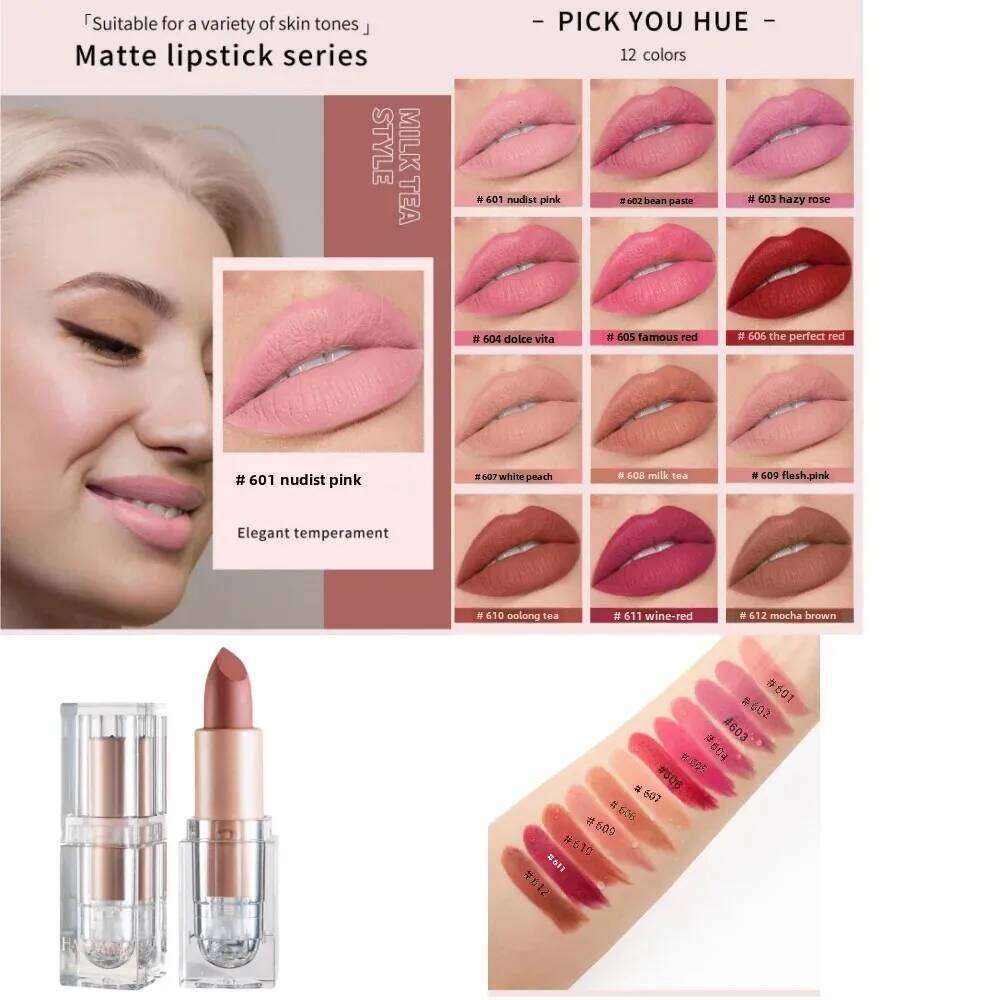HANDAIYAN Matte Nude Lipstick Velvet Finish Long Lasting Waterproof Korean Beauty Cosmetic Makeup Gift for Women H260302