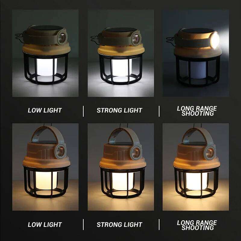 Multifunctional Solar Camping Lights Rechargeable Flashlight Outdoor Waterproof Portable Power Bank Emergency Lamp with Hooks S260302