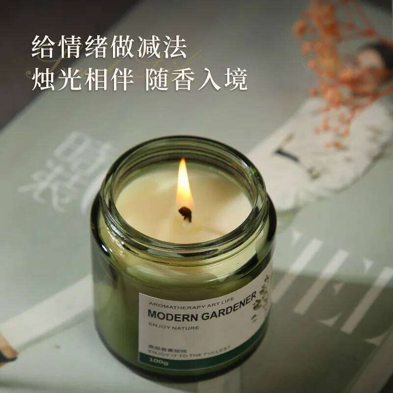 Jasmine And Gardenia Scented Candles, Green Glass Cups, Jars, Wax High-end Souvenirs, Tea-scented Ornaments W260303