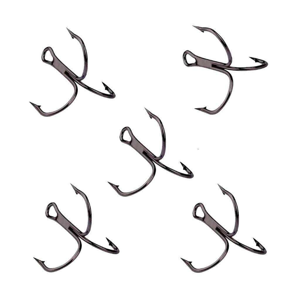 10pcs Hooks High Steel Carbon Material Treble Black Fishing Hook Round Folded Saltwater Bass 3/0 -10 # Tackle Tools Z260228